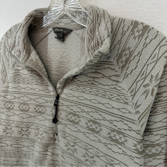 Eddie Bauer Quarter Zip Patterned Pullover Sweater Womans Size S Gray - Picture 3 of 12